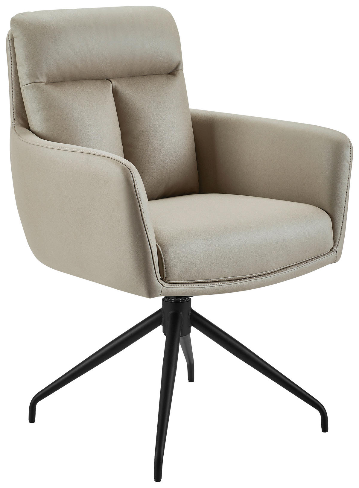 ARMLEHNSTUHL  Sitzfläche 360° drehbar Mikrofaser  - Taupe/Schwarz, Design, Textil/Metall (62/89,5/65cm) - Novel