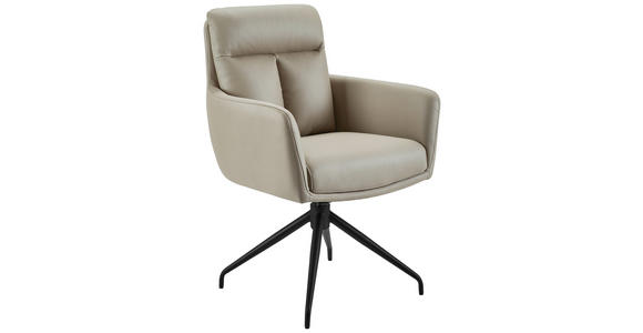 ARMLEHNSTUHL  Sitzfläche 360° drehbar Mikrofaser  - Taupe/Schwarz, Design, Textil/Metall (62/89,5/65cm) - Novel