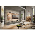 WOHNWAND  in Grau, Eiche dunkel  270/182/46 cm  - Eiche dunkel/Grau, Design, Glas/Holz (270/182/46cm) - Belluti