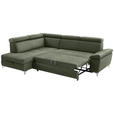 ECKSOFA in Mikrofaser Olivgrün  - Chromfarben/Olivgrün, KONVENTIONELL, Textil/Metall (206/271cm) - Carryhome