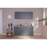 MINIKÜCHE 150 cm   in Grau, Eichefarben  - Eichefarben/Grau, Basics, Holzwerkstoff (150cm) - Respekta