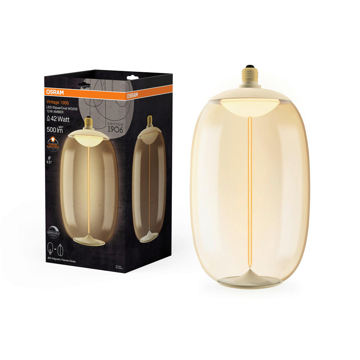 LED-LEUCHTMITTEL   E27 12 W 500 lm  - Bernsteinfarben, KONVENTIONELL, Kunststoff (20/37cm) - Osram