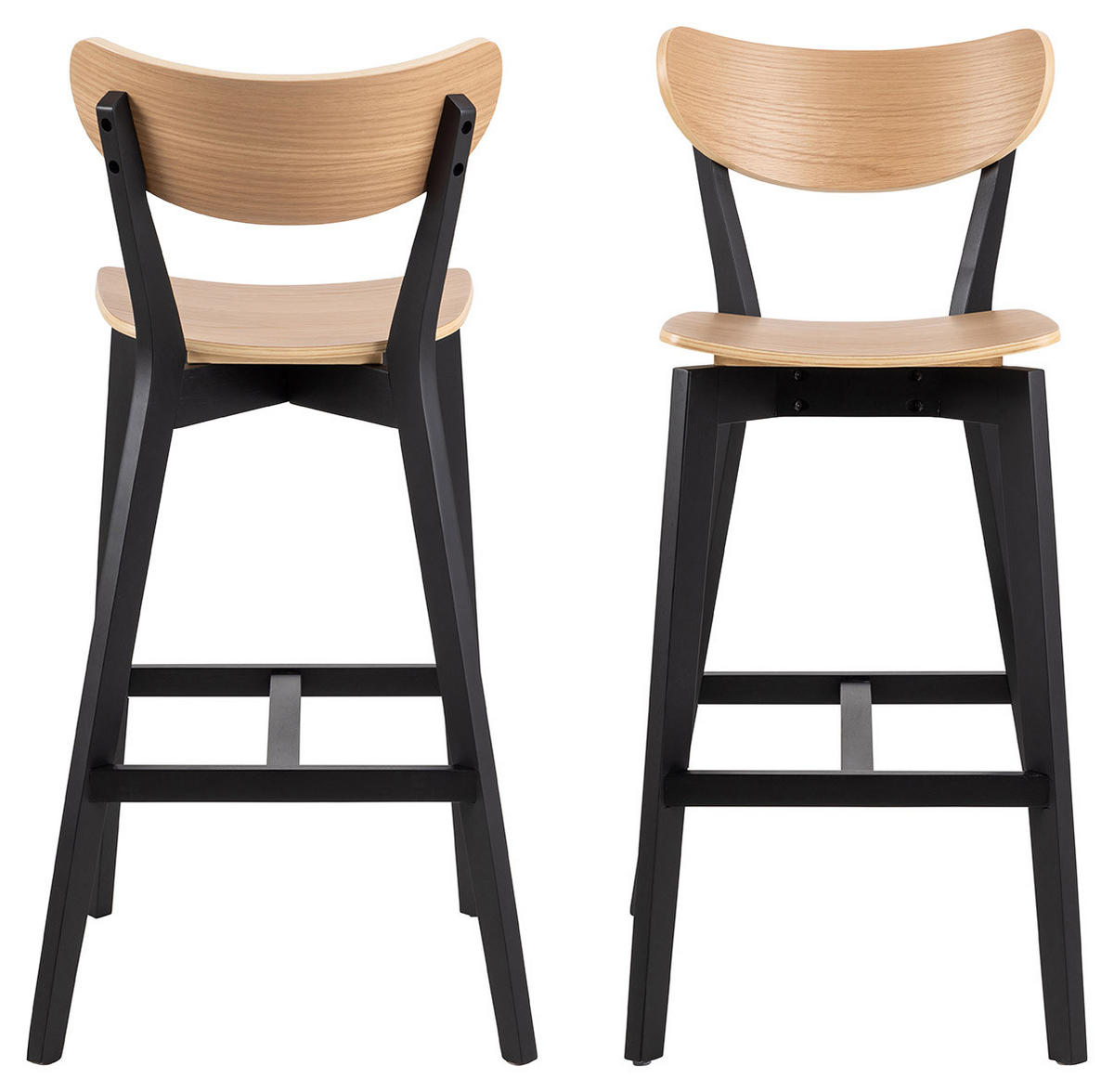 BARSKA STOLICA  crna, boje hrasta  drvo      - boje hrasta/crna, Moderno, drvo (45/105/49cm) - MID.YOU