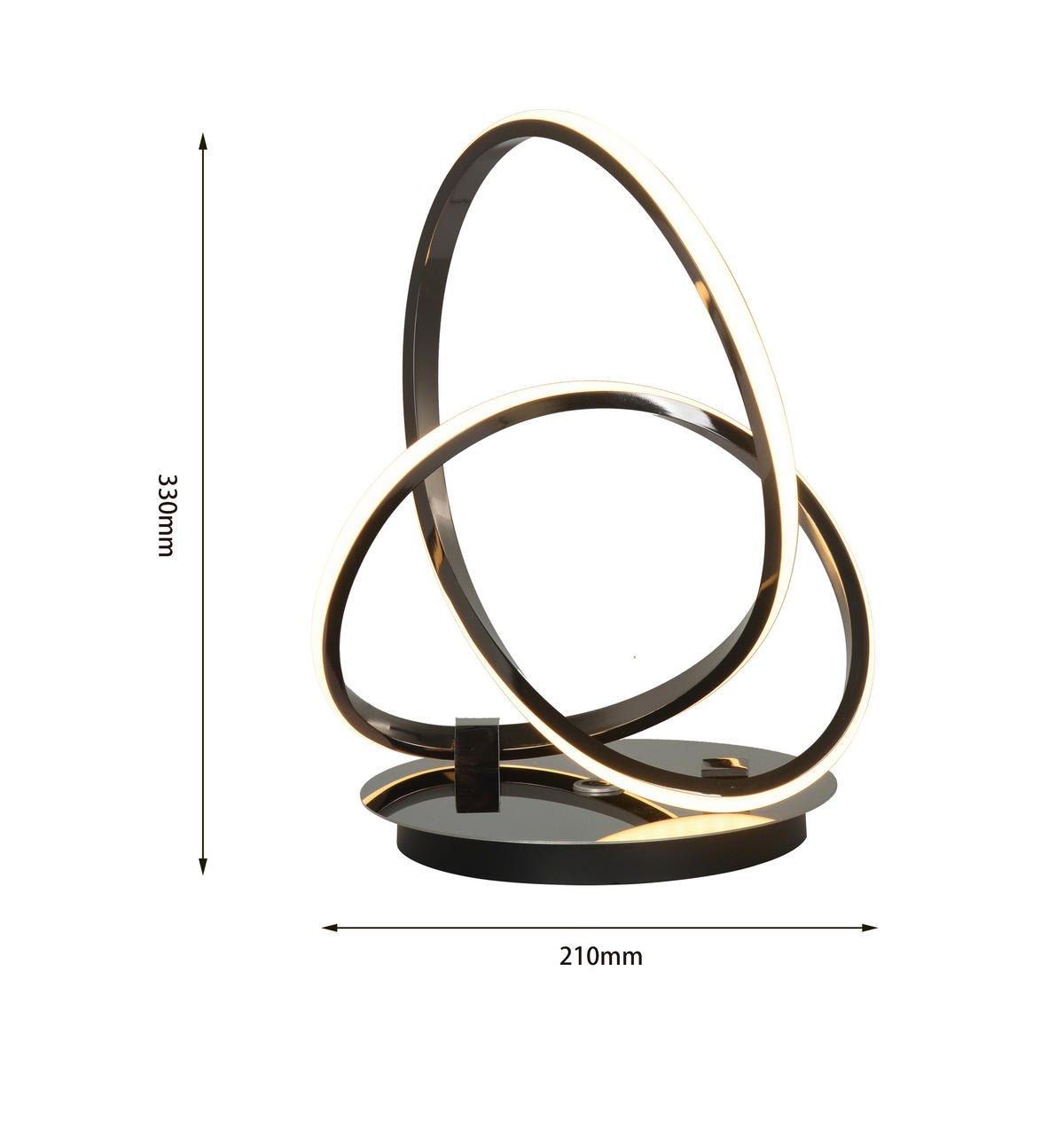 LED-TISCHLEUCHTE 26/21/33 cm   - Schwarzchrom, Design, Kunststoff/Metall (26/21/33cm)