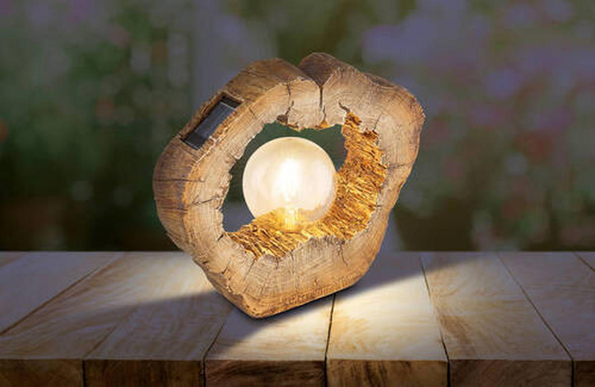 SOLCELLSLAMPA - brun, Natur, plast (30,5/8,5/25,5cm) - Globo