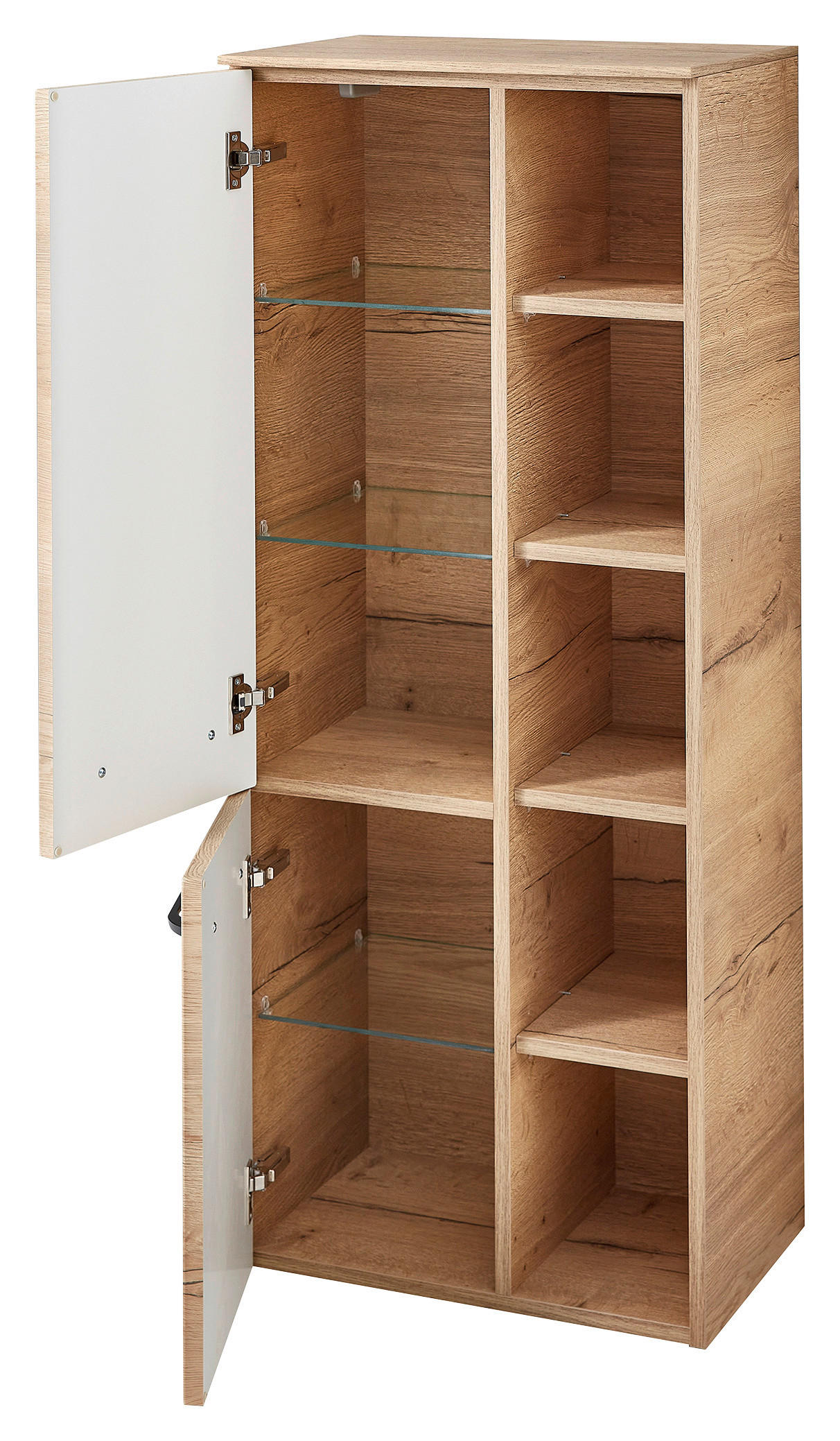 MIDISCHRANK 50/121/33 cm  - Eichefarben, MODERN, Glas/Holzwerkstoff (50/121/33cm) - Sadena