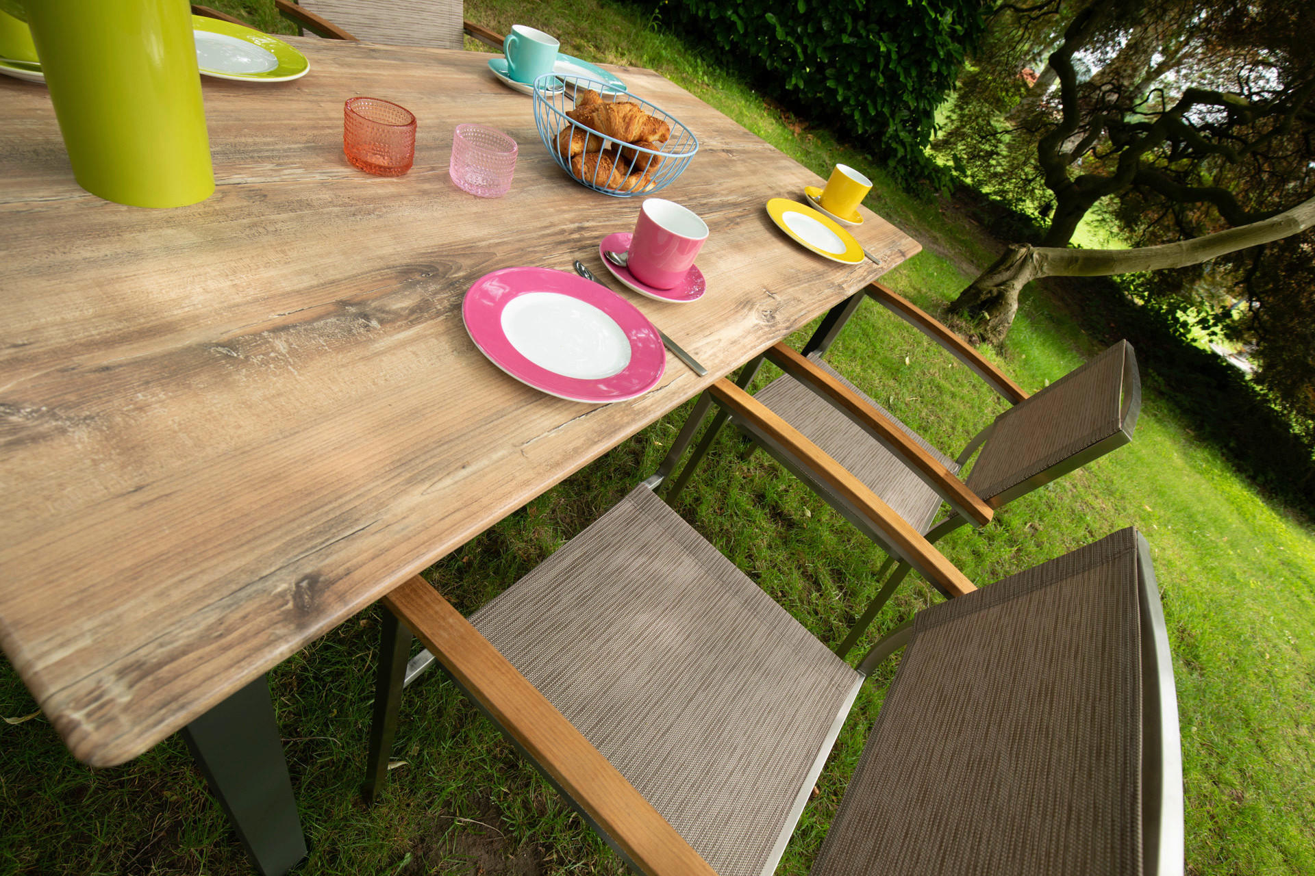 GARTENSET beschichtet Edelstahl  - Sandfarben/Anthrazit, Basics, Textil/Metall (160/72/90cm)