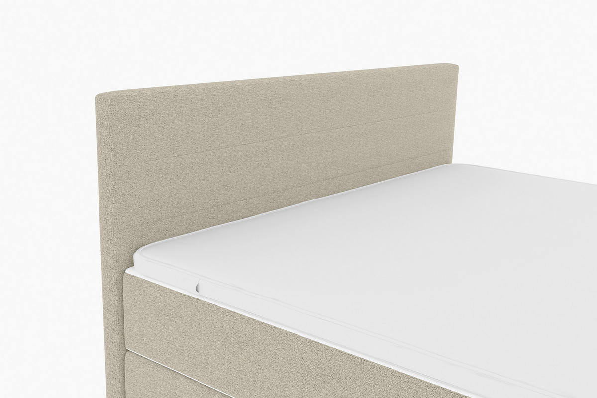 BOXSPRINGBETT 200/200 cm,  in Beige, Topper, Matratzen, H3 = fest  - Chromfarben/Beige, KONVENTIONELL, Kunststoff/Textil (200/200cm) - Boxxx