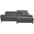 ECKSOFA  in Velours Grau  267/181 cm  - Schwarz/Grau, Design, Textil/Metall (267/181cm) - Carryhome