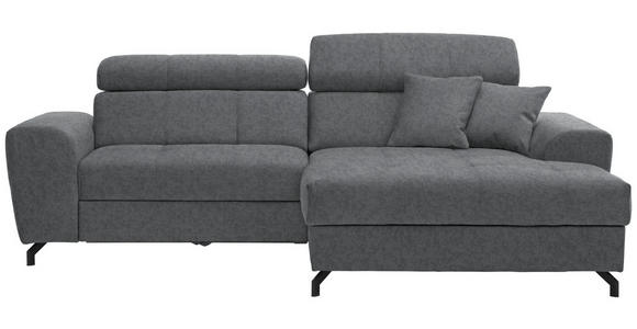 ECKSOFA  in Velours Grau  267/181 cm  - Schwarz/Grau, Design, Textil/Metall (267/181cm) - Carryhome