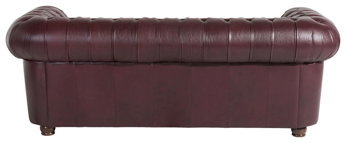 CHESTERFIELD-DREISITZER-SOFA in Echtleder Rot  - Rot/Nussbaumfarben, Design, Leder/Holz (200/76/98cm) - Max Winzer
