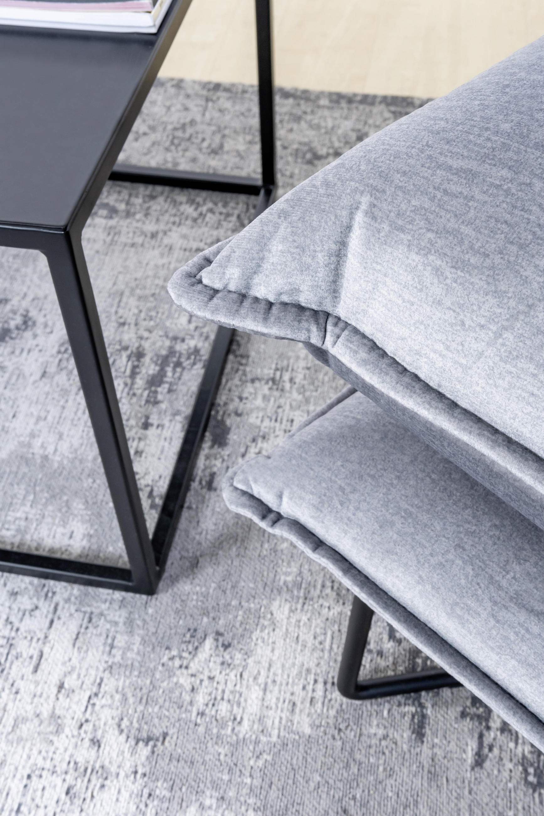 SESSEL in Velours Grau  - Schwarz/Grau, Design, Textil/Metall (72/84/90cm) - Hom`in