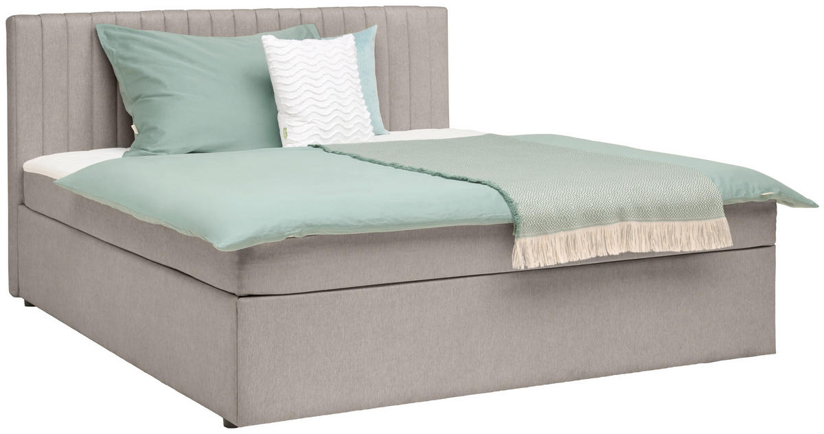 BOXBETT 200/200 cm,  in Hellgrau, H3 + H3 = fest  - Hellgrau, MODERN, Holz/Textil (200/200cm) - MID.YOU