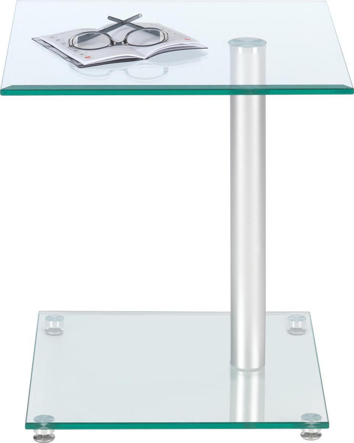 POMOĆNI STOLIĆ prozirno, boje aluminija  metal, staklo   - prozirno/boje aluminija, Design, staklo/metal (45/50/45cm)