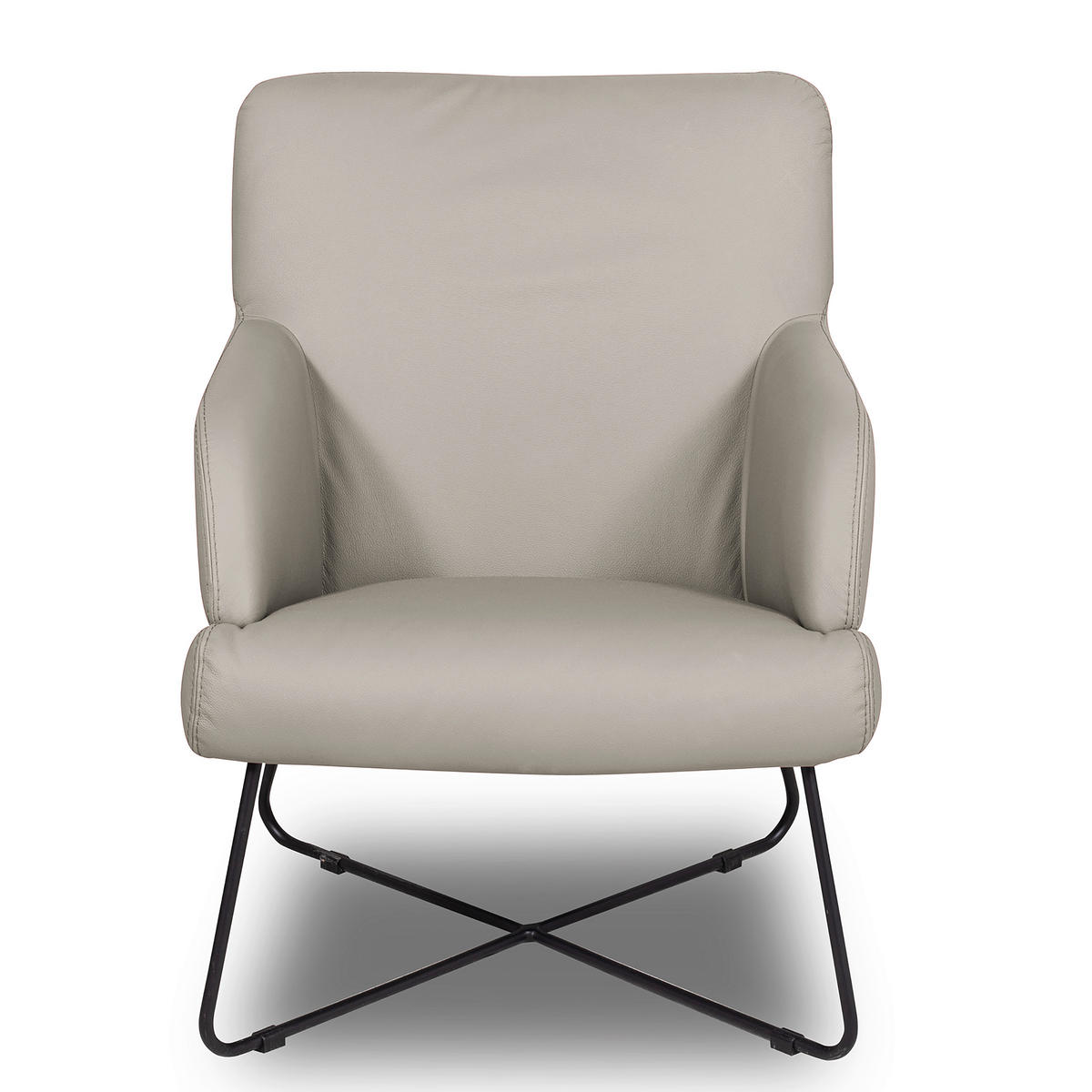 SESSEL Echtleder Platinfarben  - Platinfarben/Schwarz, Design, Leder/Metall (67/87/74cm) - Livetastic