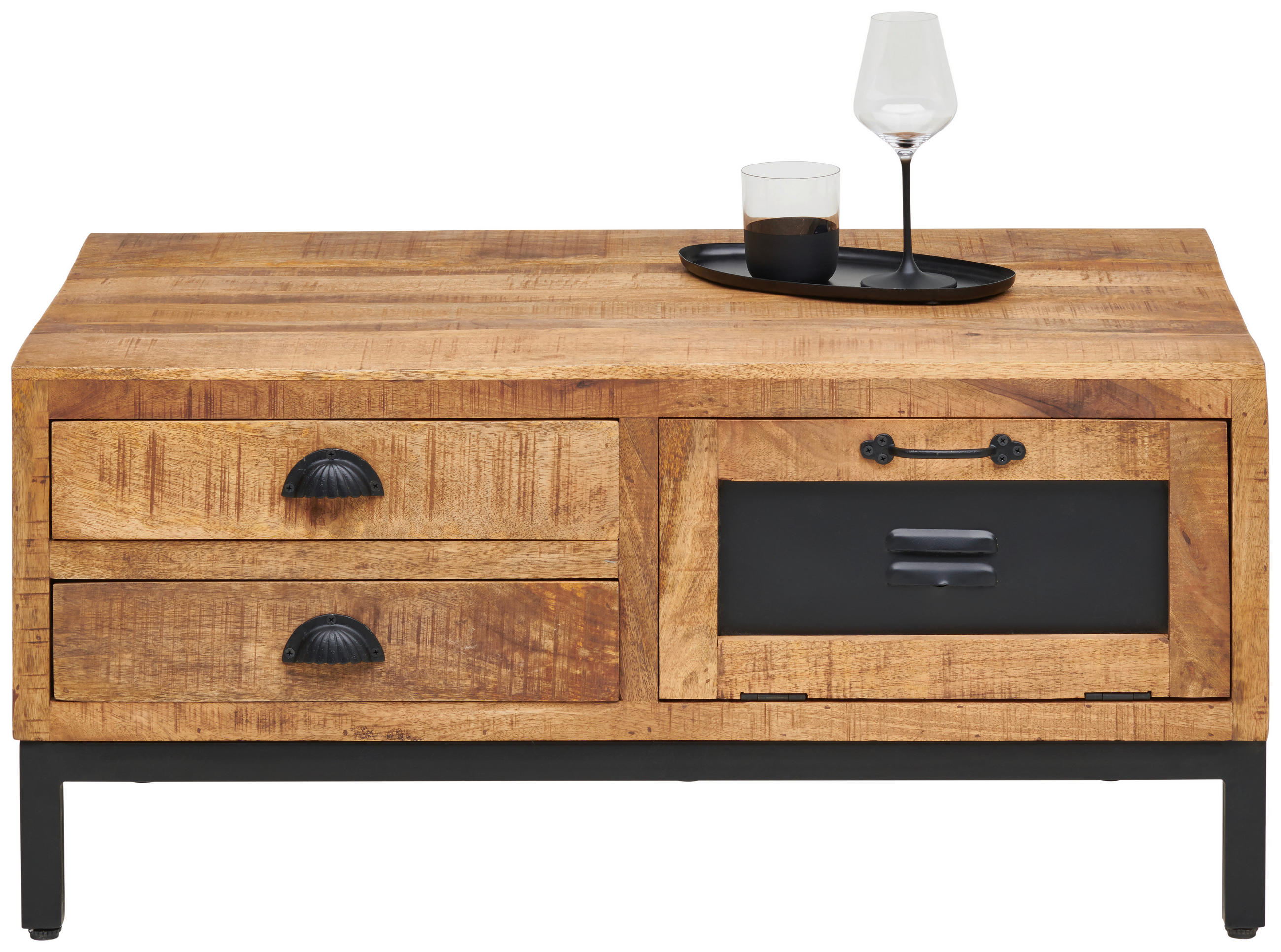 COUCHTISCH in Holz, Metall 100/60/45 cm  - Schwarz/Naturfarben, Lifestyle, Holz/Metall (100/60/45cm) - Landscape