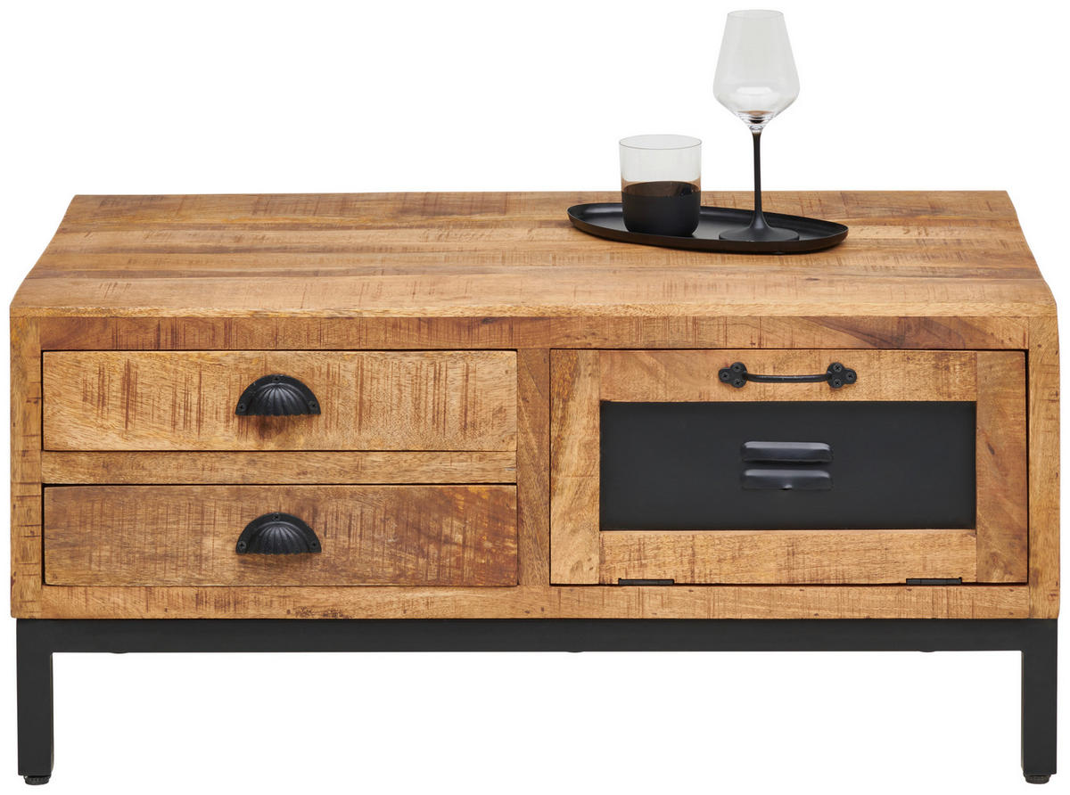 COUCHTISCH in Holz, Metall 100/60/45 cm  - Schwarz/Naturfarben, Lifestyle, Holz/Metall (100/60/45cm) - Landscape
