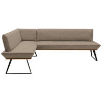 ECKBANK in Holz, Metall, Textil Schwarz, Eichefarben, Hellgrau  - Eichefarben/Hellgrau, Design, Holz/Textil (163/243cm) - Voleo