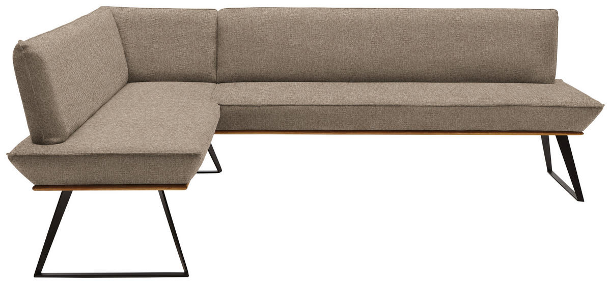 ECKBANK in Holz, Metall, Textil Schwarz, Eichefarben, Hellgrau  - Eichefarben/Hellgrau, Design, Holz/Textil (163/243cm) - Voleo
