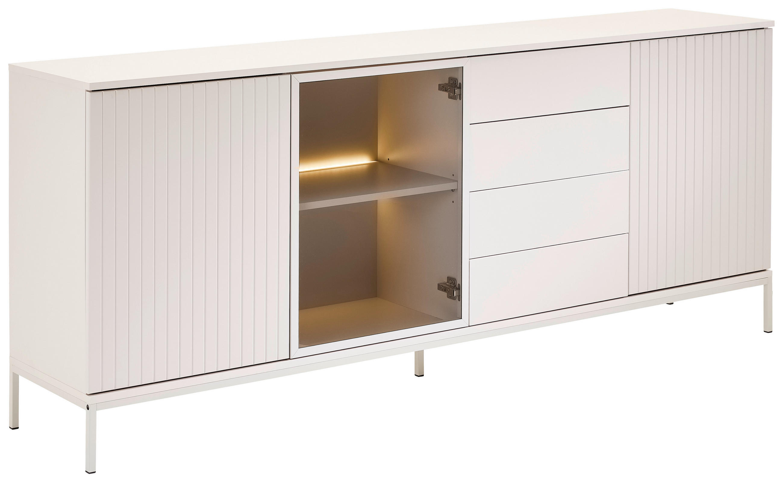 SIDEBOARD  in 205,8/81/38 cm  - Kaschmir, KONVENTIONELL, Glas/Holzwerkstoff (205,8/81/38cm) - Xora