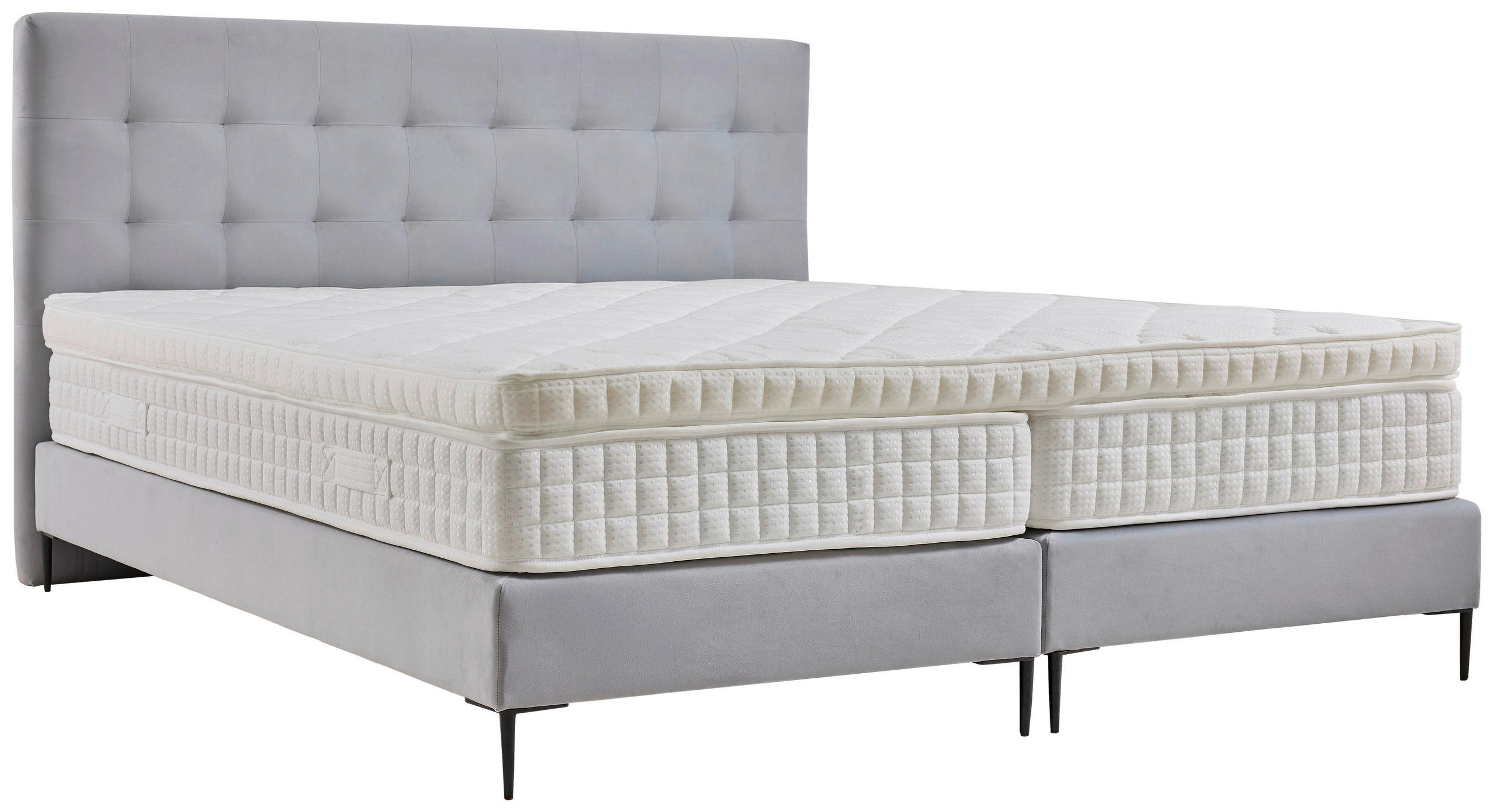BOXSPRINGBETT 180/200 cm  in Hellgrau  - Hellgrau/Schwarz, MODERN, Holzwerkstoff/Textil (180/200cm) - MID.YOU