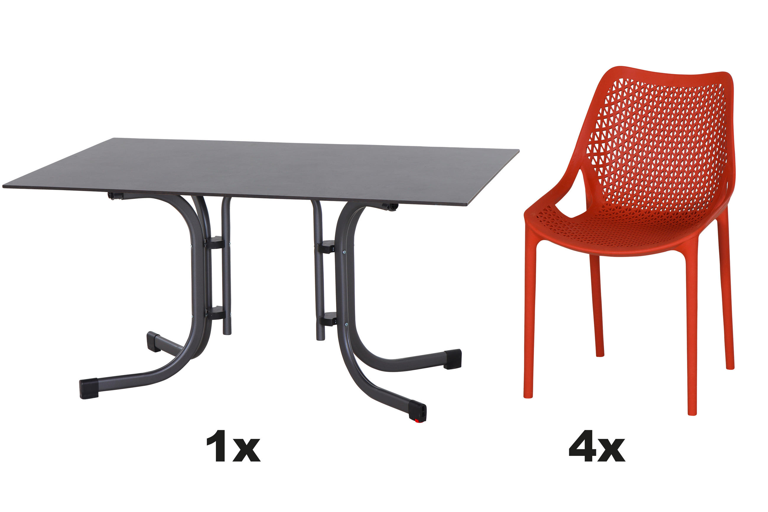 GARTENGARNITUR 5-teilig Stahl 5-teilig  - Anthrazit/Rot, Basics, Kunststoff/Metall (90/81/140cm) - Siena Garden