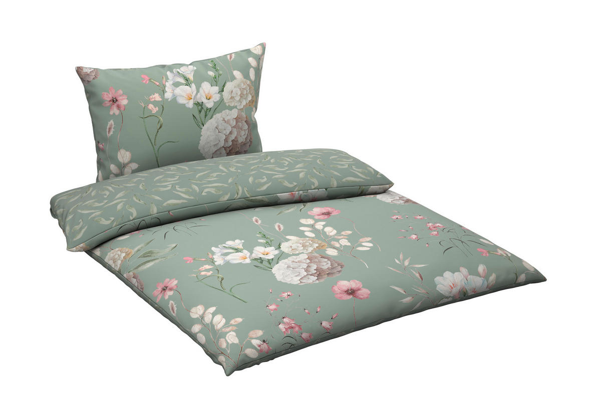 WENDEBETTWÄSCHE 2-teilig Flanell 140/200 cm  - Grün, KONVENTIONELL, Textil (140/200cm) - Esposa