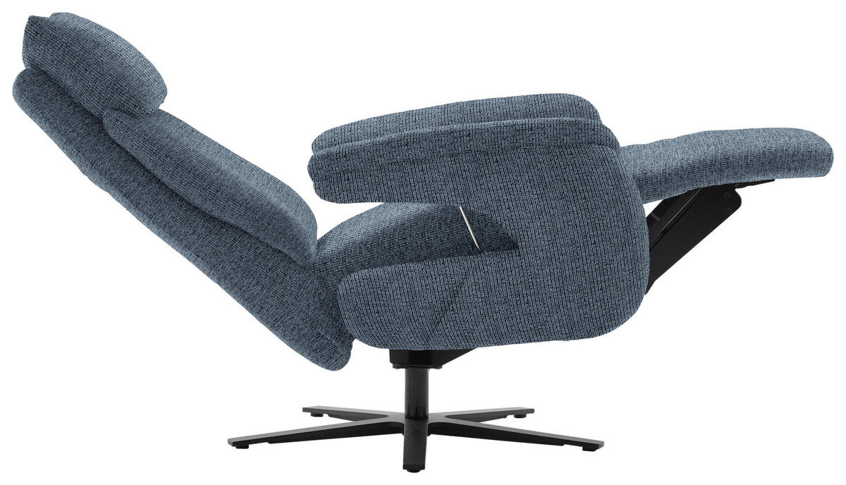 FERNSEHSESSEL in Struktur Blau  - Blau/Schwarz, Modern, Textil/Metall (73/113-117/85cm) - Cantus