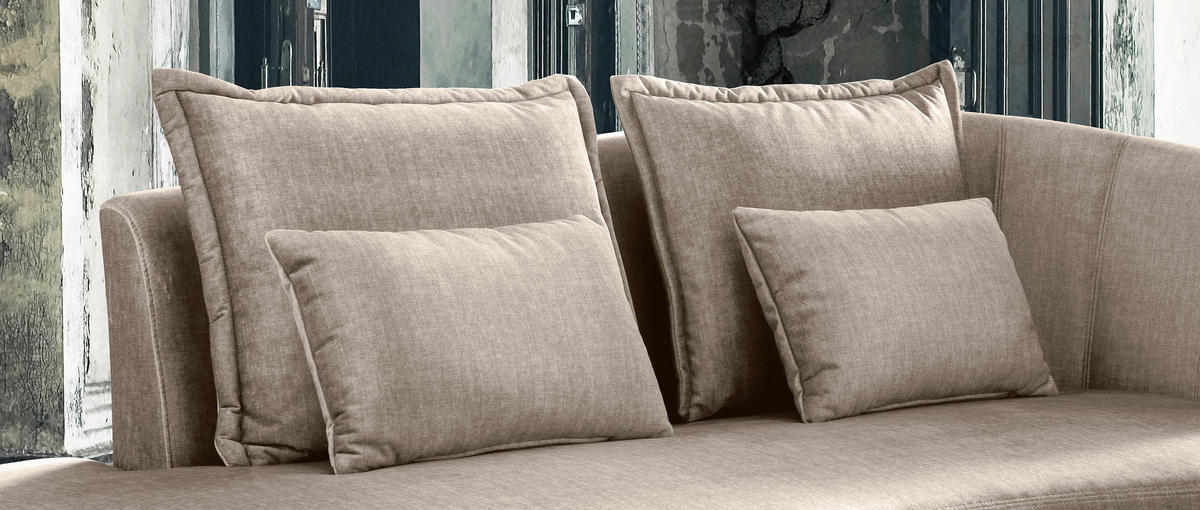 OTTOMANE in Velours Beige  - Beige/Schwarz, Modern, Textil/Metall (211/85/102cm) - Livetastic