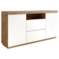 KOMODA, bílá, dub wotan, 164/85/42 cm - bílá/šedá, Design, kompozitní dřevo/plast (164/85/42cm) - MID.YOU