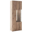 VITRINE in Anthrazit, Eichefarben  - Eichefarben/Anthrazit, KONVENTIONELL, Glas/Holzwerkstoff (75/207/38cm) - Cantus