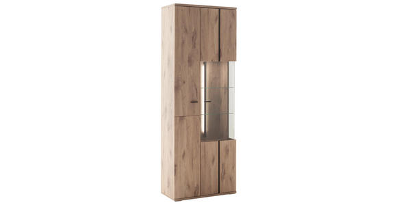VITRINE in Anthrazit, Eichefarben - Eichefarben/Anthrazit, KONVENTIONELL, Glas/Holzwerkstoff (75/207/38cm) - Cantus