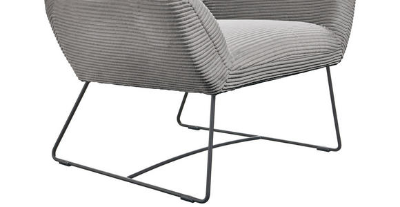 SESSEL in Cord Dunkelgrau  - Dunkelgrau/Schwarz, Design, Textil/Metall (82/102/81cm) - Hom`in