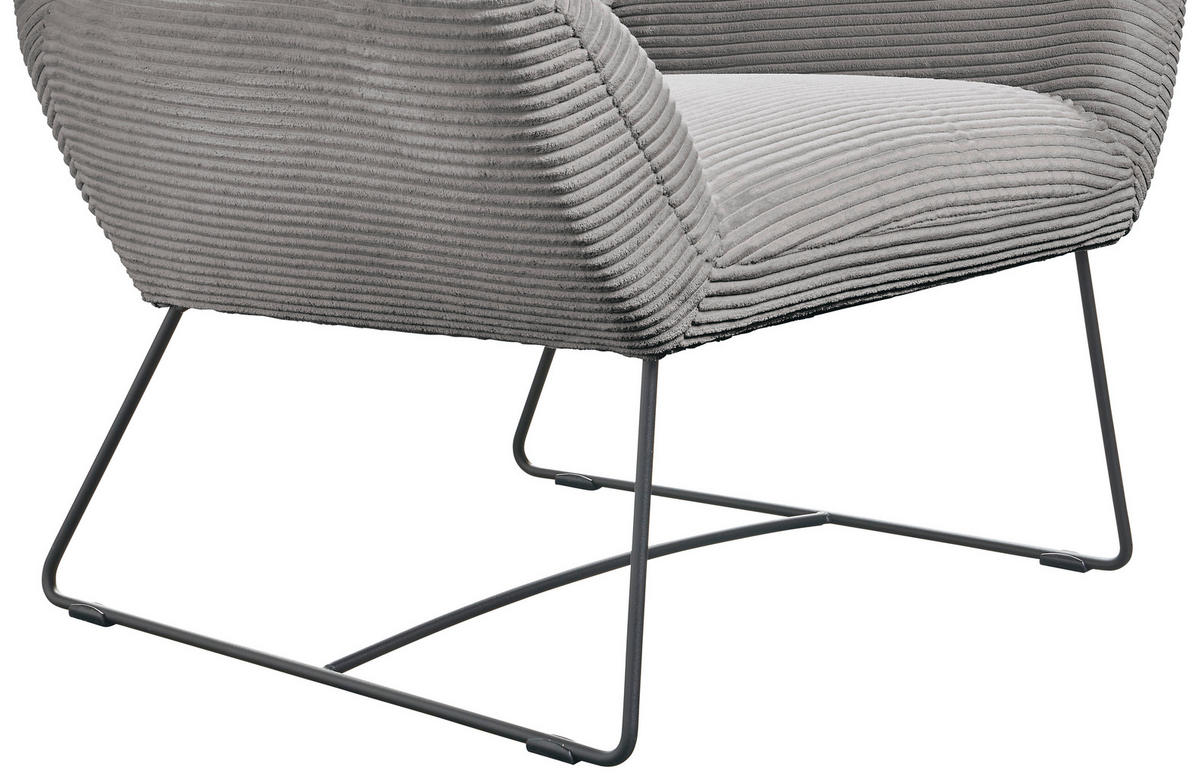 SESSEL in Cord Dunkelgrau  - Dunkelgrau/Schwarz, Design, Textil/Metall (82/102/81cm) - Hom`in