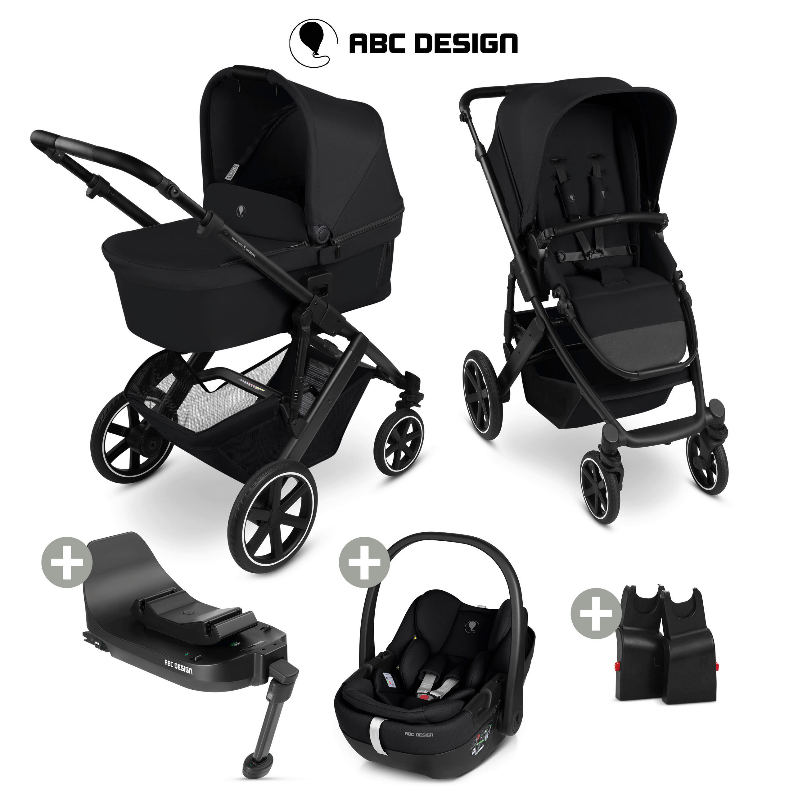 KINDERWAGENSET Salsa Core All in One  - Schwarz, Basics, Textil/Metall (63/123/97cm) - ABC Design