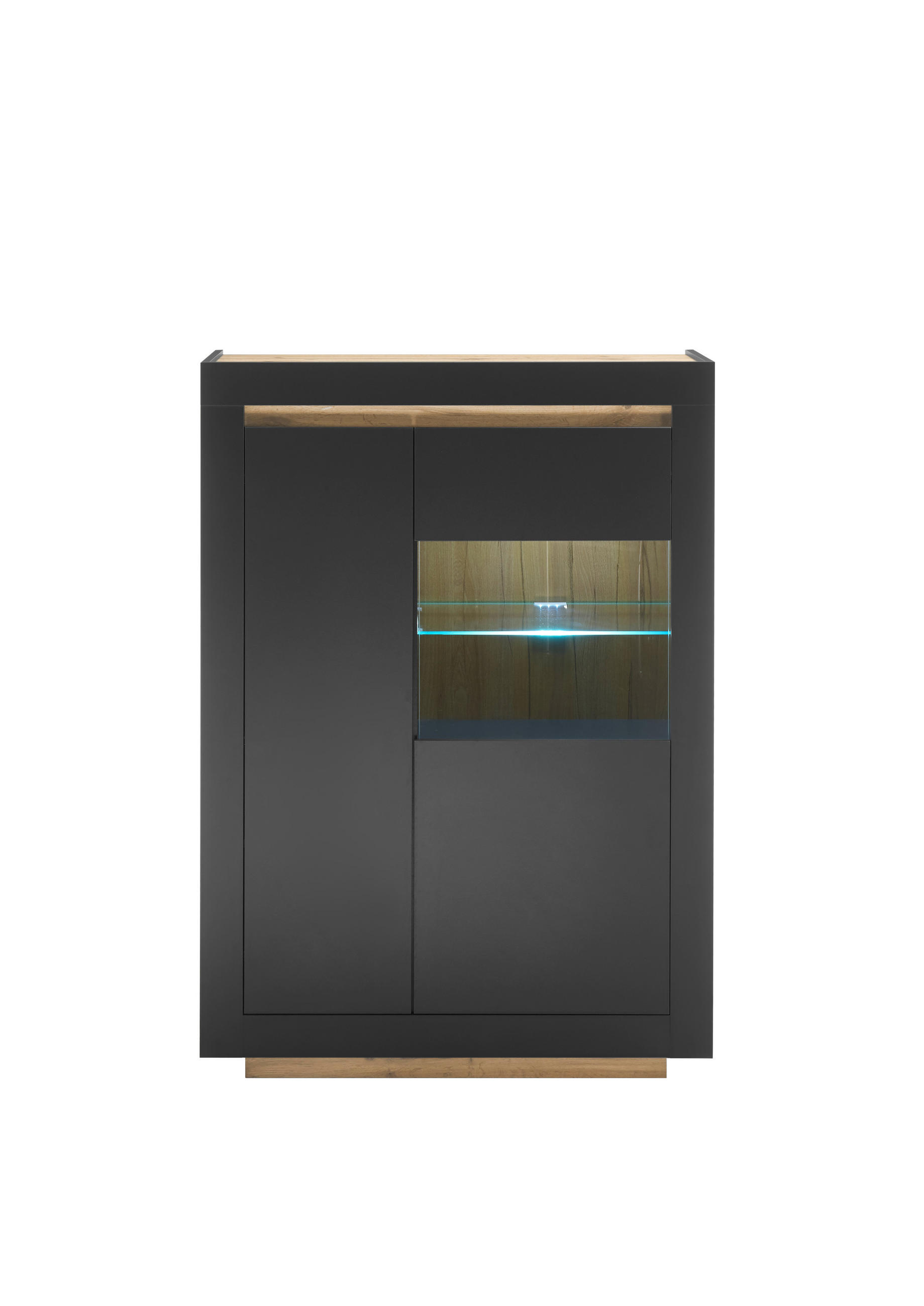 VITRINE  in Anthrazit, Eiche Wotan  - Anthrazit/Eiche Wotan, Design, Glas/Holzwerkstoff (96/136/38cm) - MID.YOU