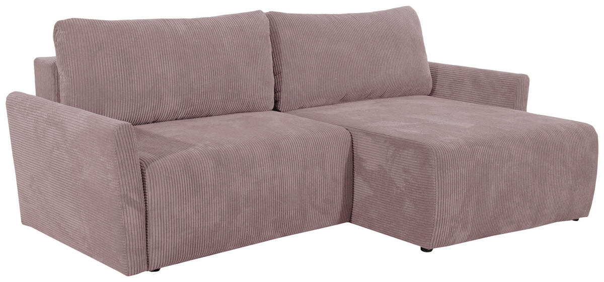 ECKSOFA in Cord Altrosa  - Schwarz/Altrosa, Konventionell, Kunststoff/Textil (228/146cm) - MID.YOU