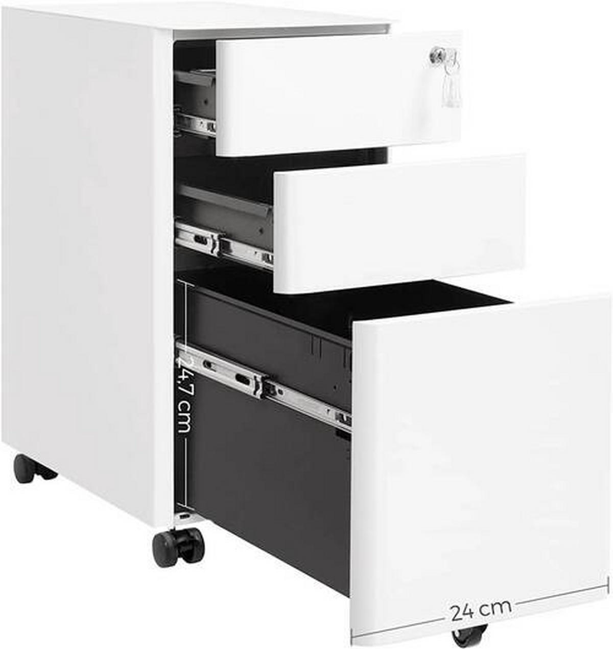 POJÍZDNÝ KONTEJNER, 30/59,2/46 cm - bílá, Basics, kov/plast (30/59,2/46cm) - Boxxx