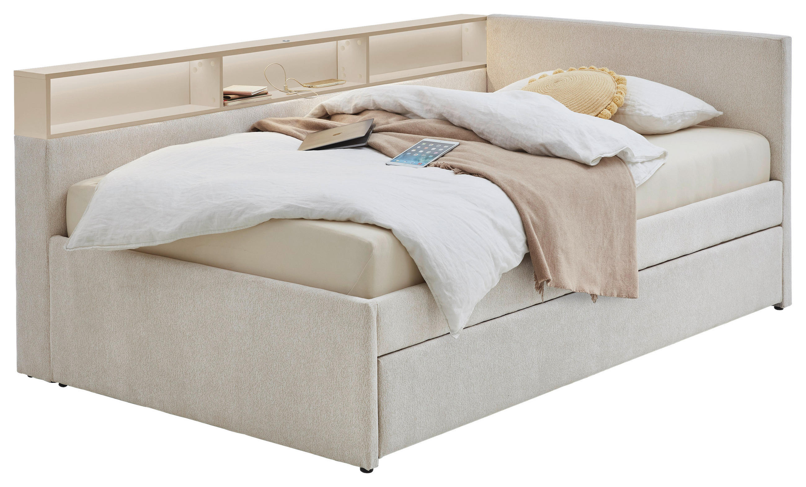 STAURAUMBETT 120/200 cm  in Sandfarben, Beige  - Sandfarben/Beige, MODERN, Holz/Holzwerkstoff (120/200cm) - Stylife