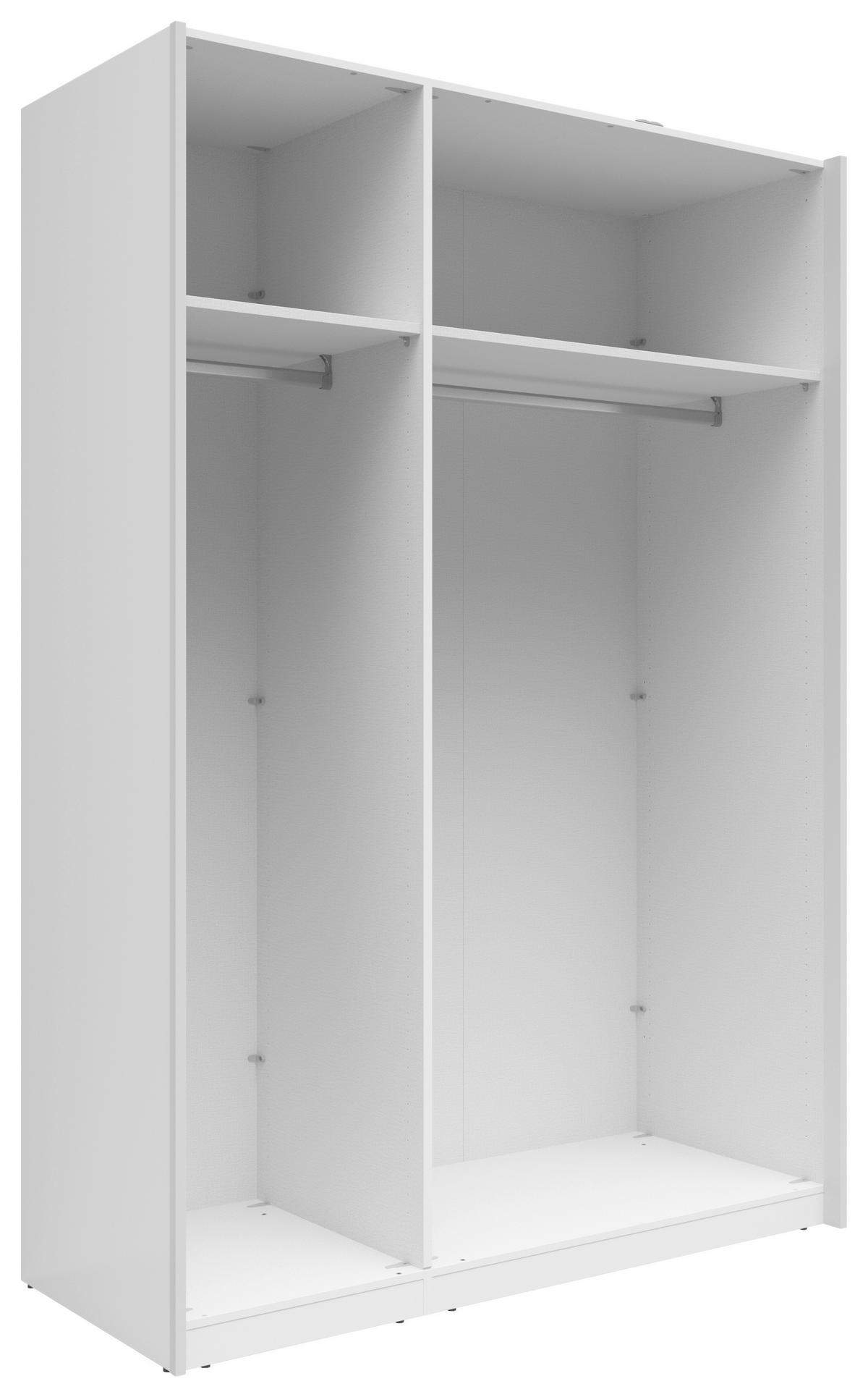 SCHWEBETÜRENSCHRANK 150/216/64 cm 2-türig Weiß  - Silberfarben/Weiß, Basics, Glas/Holzwerkstoff (150/216/64cm) - Boxxx