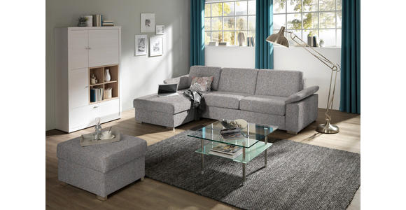 ECKSOFA in Flachgewebe Blaugrau - Chromfarben/Blaugrau, KONVENTIONELL, Textil/Metall (176/285cm) - Novel