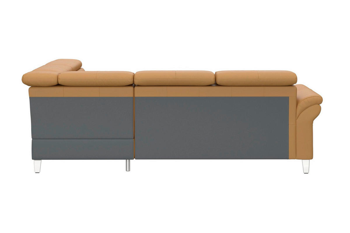 ECKSOFA 245/194 cm ARNGAST E in Echtleder Currygelb Kopfteilverstellung  245/194 cm  - Chromfarben/Currygelb, Basics, Leder/Textil (245/194cm) - Sit & More