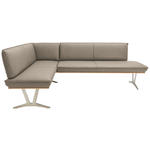 ECKBANK 162/257 cm  in Taupe  - Taupe/Edelstahlfarben, Design, Leder/Holz (162/257cm) - Ambiente