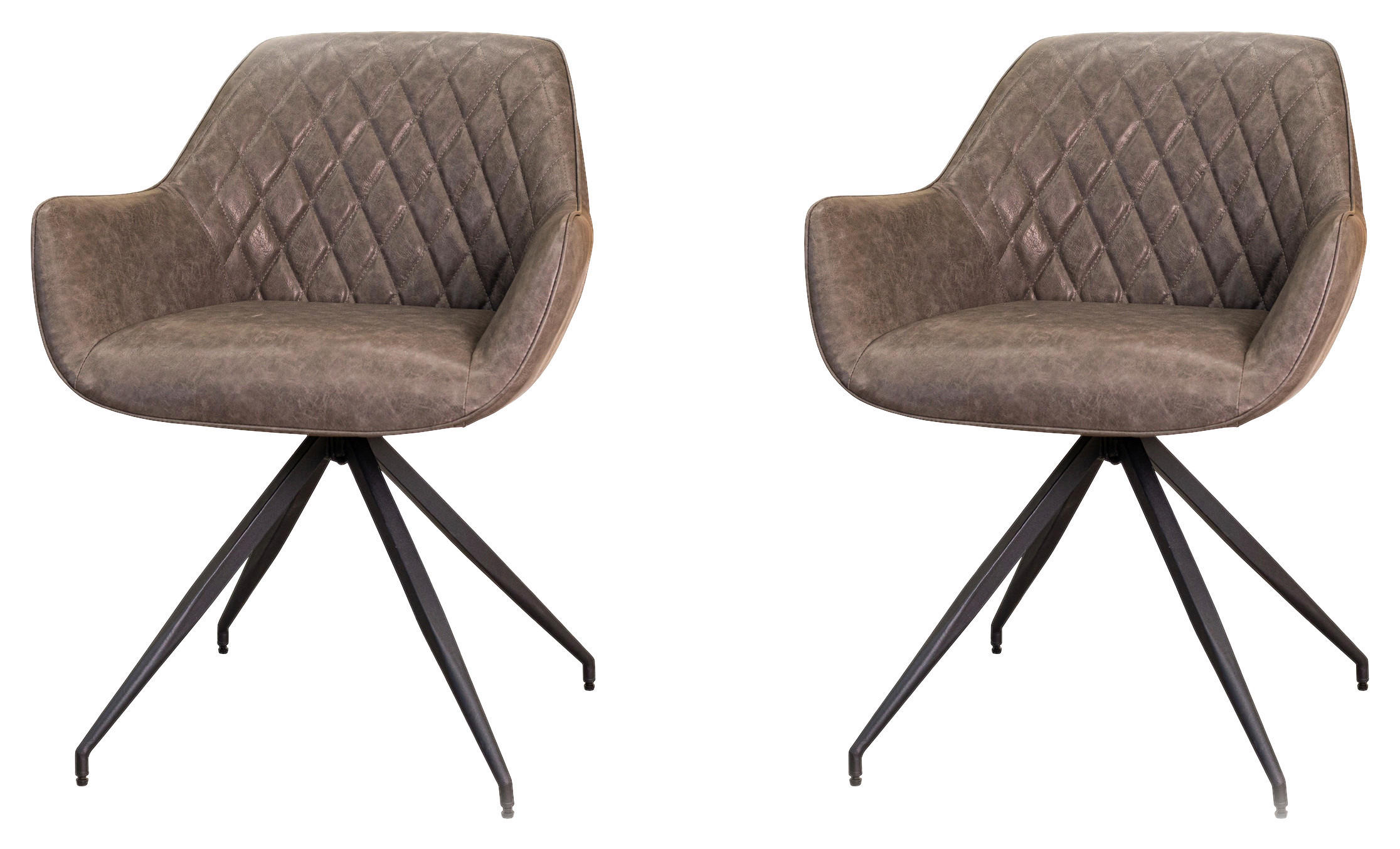 SADA ŽIDLÍ S PODRUČKAMI 2 kusy - černá/šedohnědá, Konvenční, kov/textil (62/82/61cm) - MID.YOU
