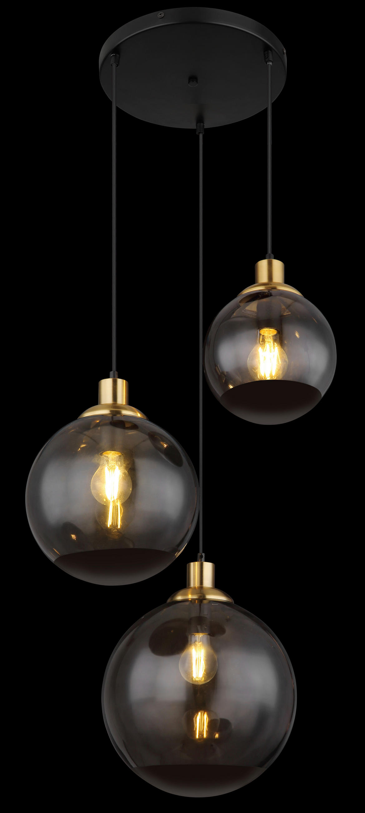 HÄNGELEUCHTE 51/120 cm   - Messingfarben/Schwarz, Design, Glas/Kunststoff (51/120cm) - Globo