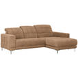 ECKSOFA in Webstoff Braun  - Chromfarben/Braun, Design, Textil/Metall (260/187cm) - Xora