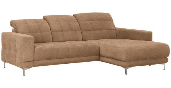 ECKSOFA in Webstoff Braun  - Chromfarben/Braun, Design, Textil/Metall (260/187cm) - Xora