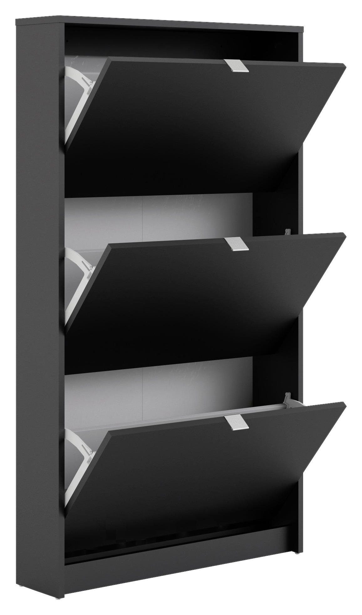 SKOSKÅP 70,3/123,6/16,55 cm  - aluminiumfärgad/svart, Design, metall/trämaterial (70,3/123,6/16,55cm) - Best Price