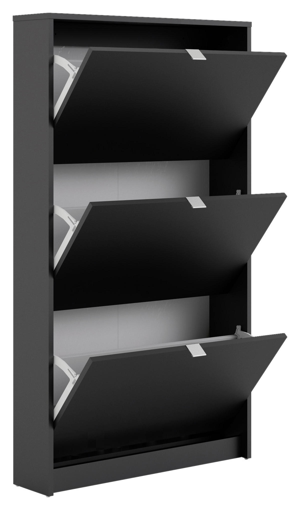 SKOSKÅP  i 70,3/123,6/16,55 cm  - aluminiumfärgad/svart, Design, metall/trämaterial (70,3/123,6/16,55cm) - Best Price