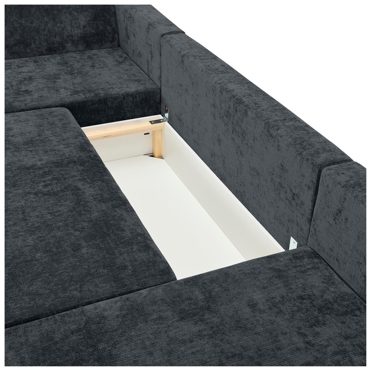 WOHNLANDSCHAFT Dunkelgrau Chenille  - Dunkelgrau/Schwarz, KONVENTIONELL, Kunststoff/Textil (183/311/140cm) - Ti'me